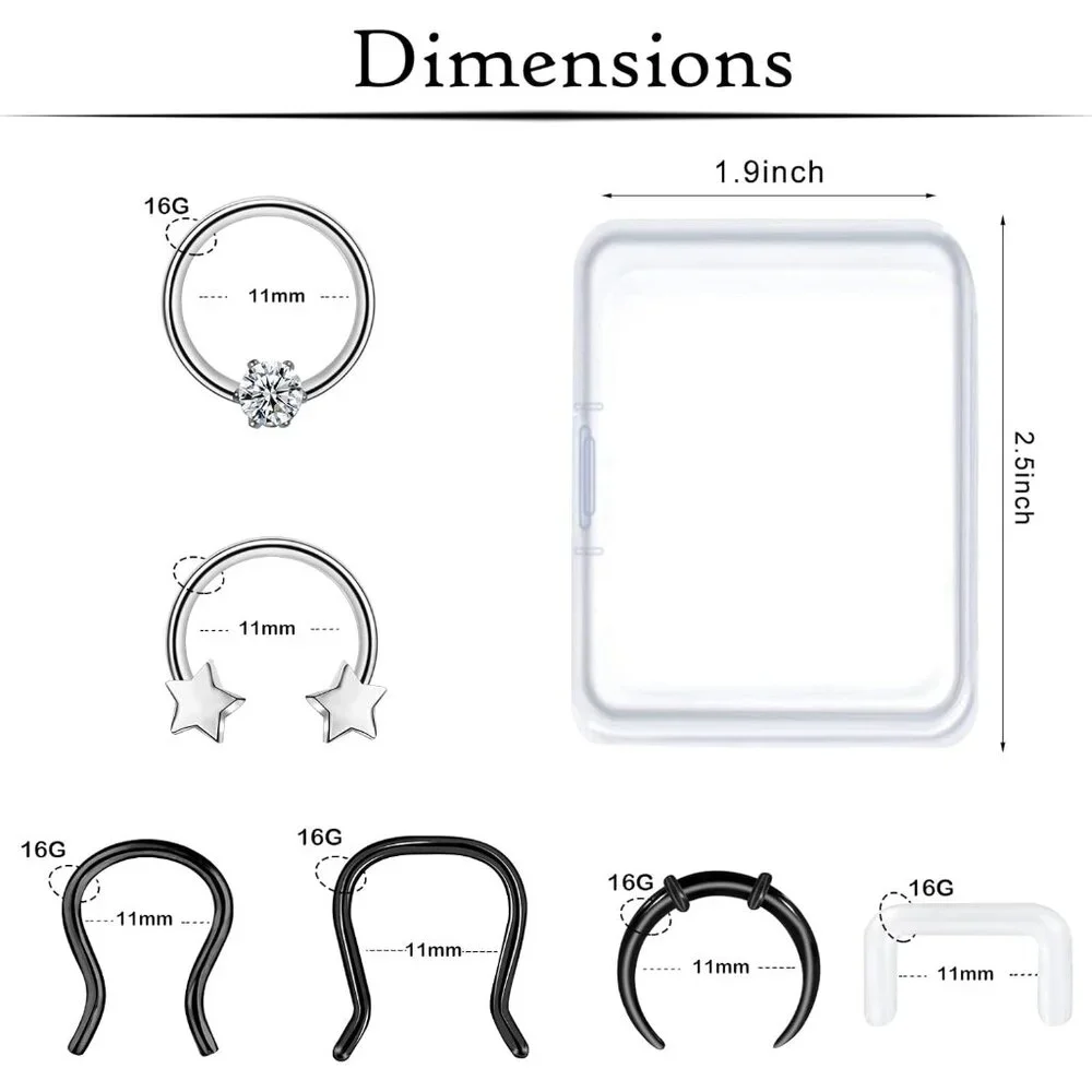 20-30 Pcs Septum Rings 16G Septum Jewelry - Surgical Steel Piercings Horseshoe H - Picture 3 of 7